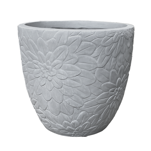 Flower Textured Pot - Dark Grey L - 37.5D*34.5H(CM)