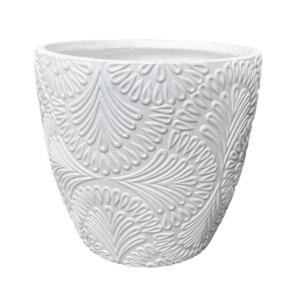 Grass Textured Egg Pot - White L - 37.5D*34.5H(CM)