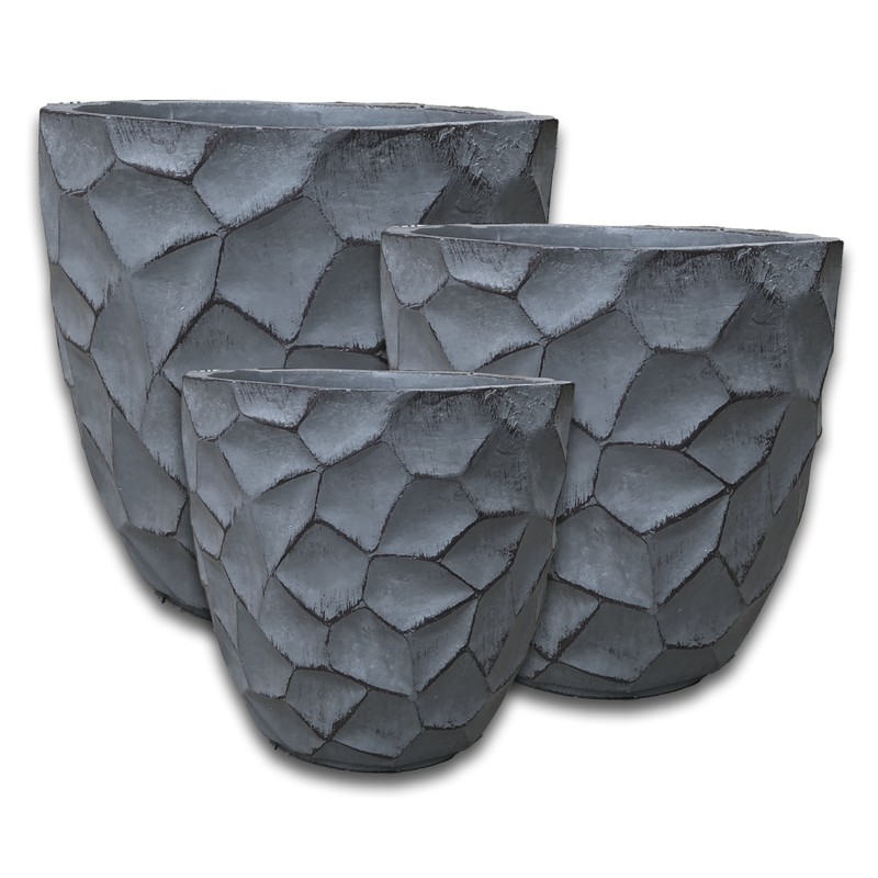 Modern Prism Textured Pot - Grey L - 37.5D*34.5H(CM)