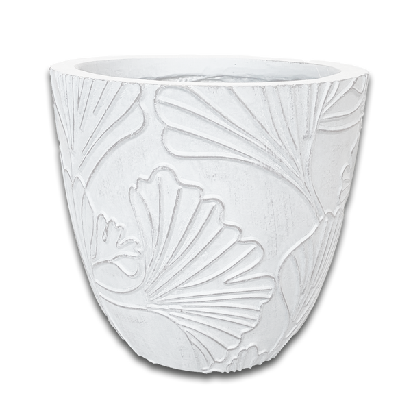 Fangrass Textured Pot - White L - 37.5D*34.5H(CM)