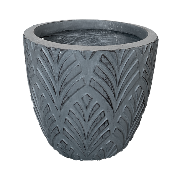 Phoenix Leaves Textured Pot - Anthracite L - 37.5D*34.5H(CM)