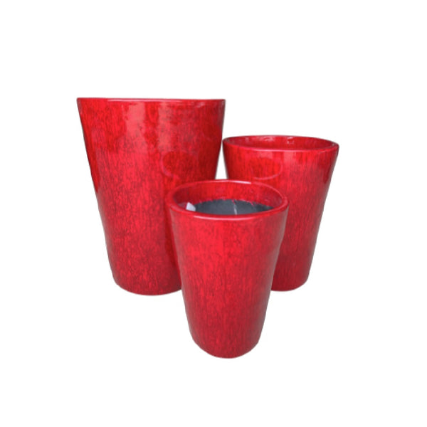 Decor Tall Round Pot - Red 32CM