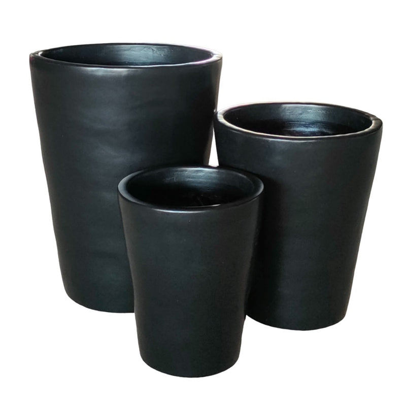 Decor Tall Round Pot - Matte Black 46CM