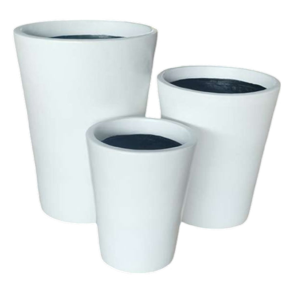 Decor Tall Round Pot - Matte White 40CM