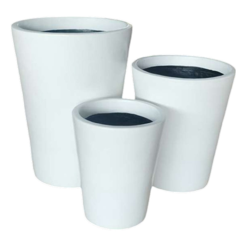 Decor Tall Round Pot - Matte White 32CM