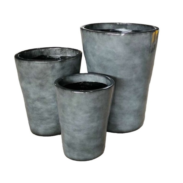 Decor Tall Round Pot - Grey 32CM