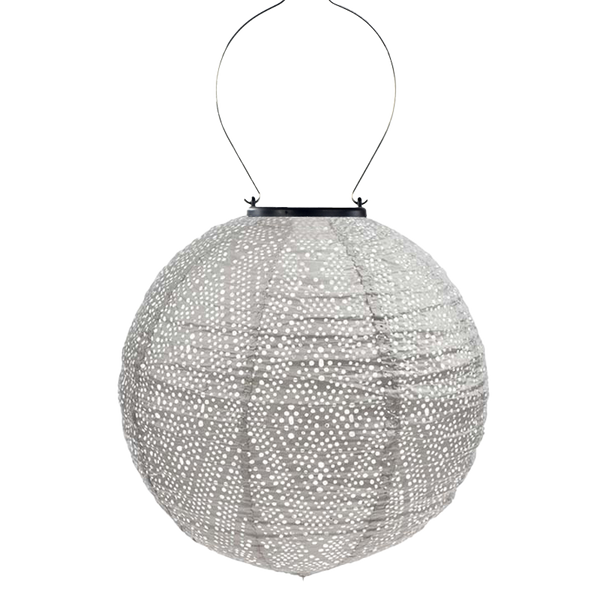 Solar Lantern Round Ikat Light Taupe 30CM