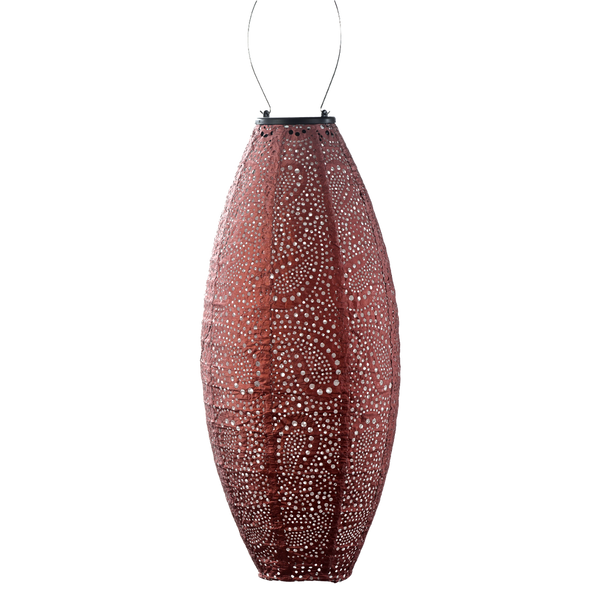 Solar Lantern Long Oval Paisley Copper 20CM