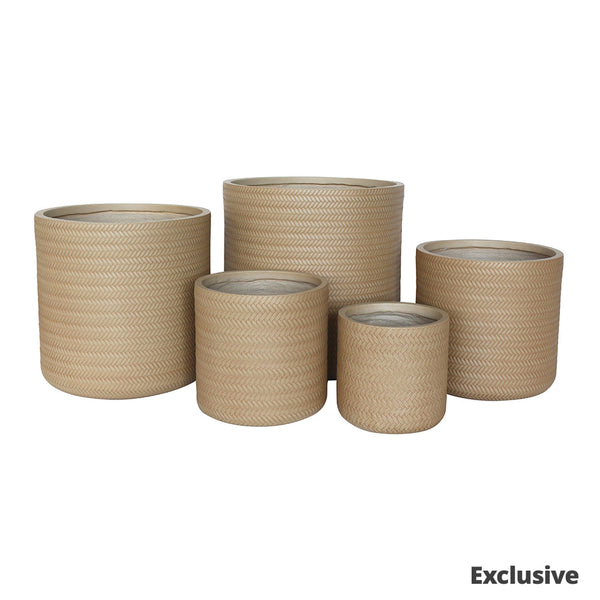 Bamboo Cylinder Pot - Sand - M