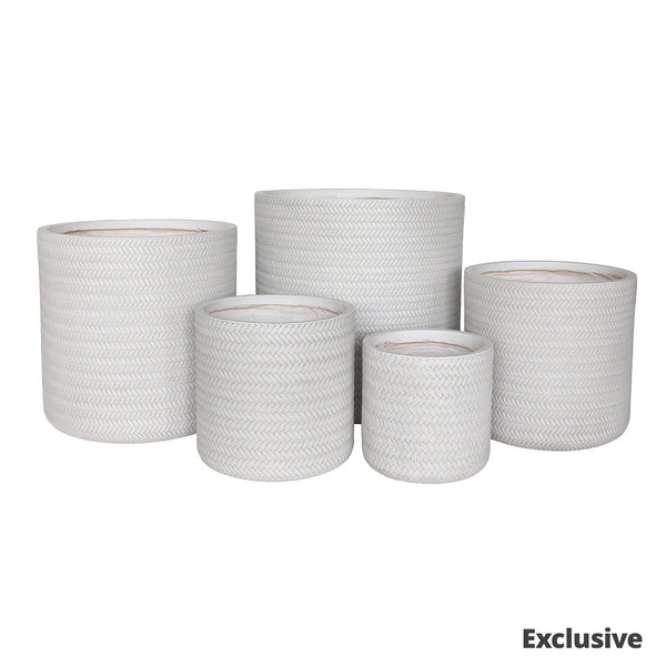 Bamboo Cylinder Pot - White - XL