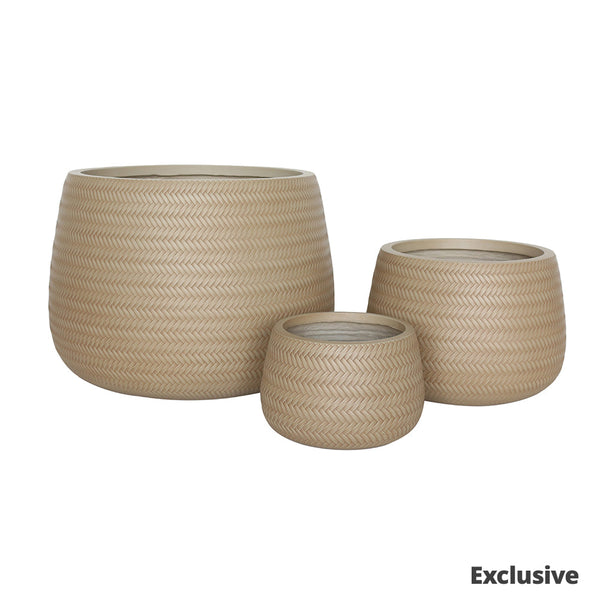 Bamboo Drum Pot - Sand - M